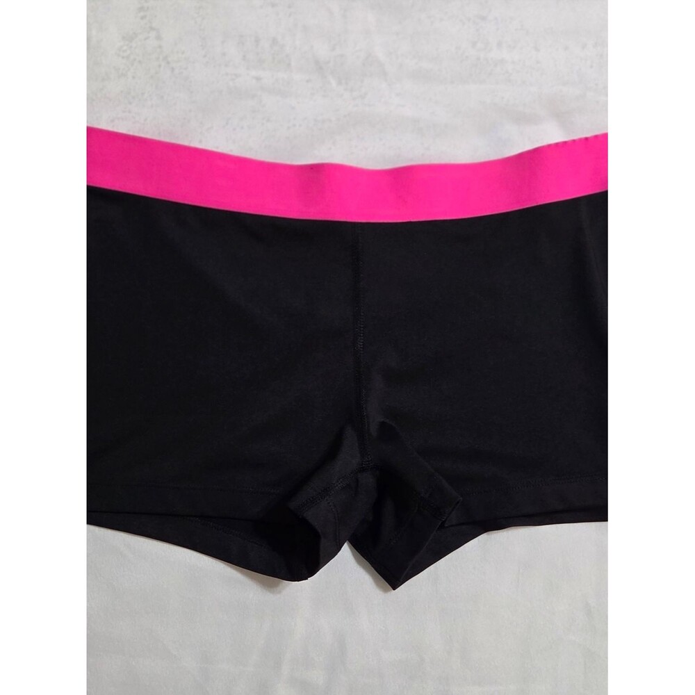 Large Aeropostale Black Workout Booty Shorts with Hot Pink Waistband